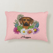 ローデシアンのリッジバックドッグヘッド夏の花模様ピンク アクセントクッション (裏面)