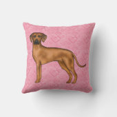 ローデシアンのリッジバックドッグラブハートパターンピンク クッション (裏面)