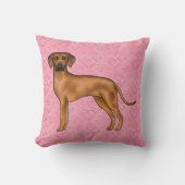 ローデシアンのリッジバックドッグラブハートパターンピンク クッション (正面)