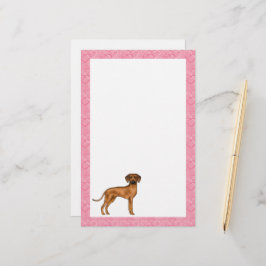 ローデシアンのリッジバックドッグラブハートパターンピンク 便箋