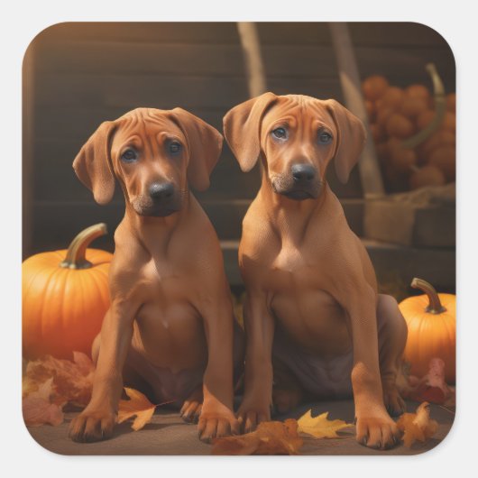 ローデシアンのリッジバックパピーオータムデライトカボチャ スクエアシール (正面)