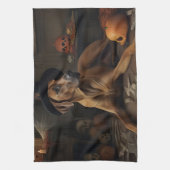 ローデシアンのリッジバックパンプキンハロウィーン怖 キッチンタオル (縦)