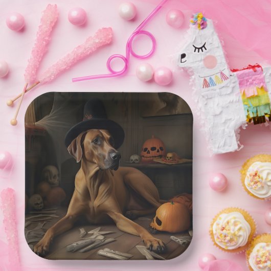 ローデシアンのリッジバックパンプキンハロウィーン怖 ペーパープレート (パーティー)