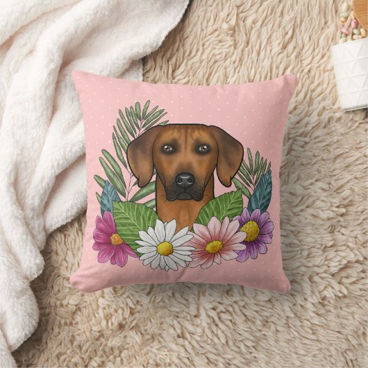 ローデシアンのリッジバックヘッドと夏のワイルドフラワー クッション (ブランケット)