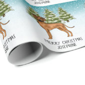 ローデシアンのリッジバックライオン犬の雪の冬の森 ラッピングペーパー (ロールコーナー)