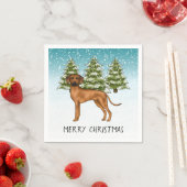 ローデシアンのリッジバック文字雪の冬の森 スタンダードカクテルナプキン (インサイチュ)