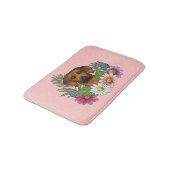 ローデシアンのリッジバック犬の頭カラフル花ピンク バスマット (アングル)