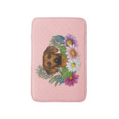 ローデシアンのリッジバック犬の頭カラフル花ピンク バスマット (正面縦)
