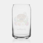 ローデシアンのリッジバック犬の頭カラフル野花 ガラス缶 (裏面)