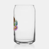 ローデシアンのリッジバック犬の頭カラフル野花 ガラス缶 (左)