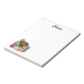 ローデシアンのリッジバック犬の頭カラフル野花 ノートパッド (回転)