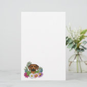 ローデシアンのリッジバック犬の頭カラフル野花 便箋 (スタンド正面)