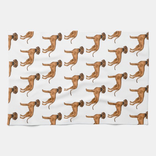 ローデシアンのリッジバック茶色のアフリカのライオン犬のパターン キッチンタオル (横)