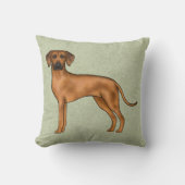 ローデシアンのリッジバック茶色の漫画ライオン犬の緑 クッション (正面)