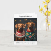 ローデシアン犬ハッピークリスマスカード カード (黄色い花)