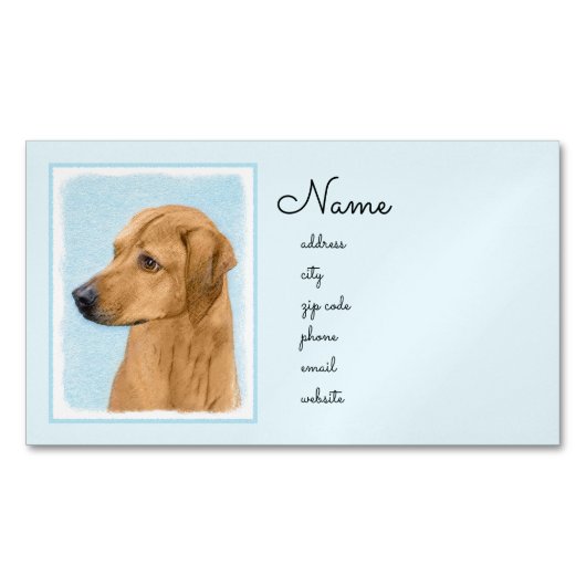 ローデシアン絵画リゲバック – Dog Art マグネット名刺 (正面)