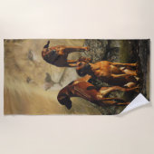 ローデシアン・リッジバックとライオン ビーチタオル (正面)