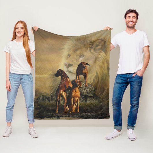 ローデシアン・リッジバックとライオン フリースブランケット (インサイチュ)