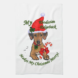 ローデシアン・リッジバッククリスマス キッチンタオル