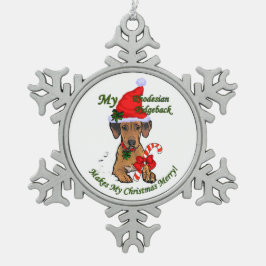ローデシアン・リッジバッククリスマス スノーフレークピューターオーナメント