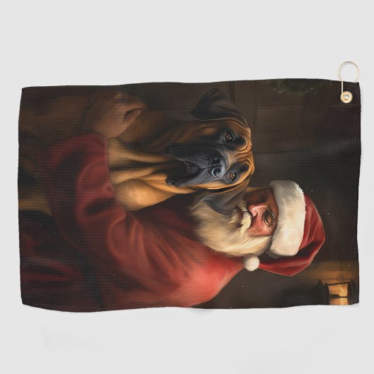 ローデシアン・リッジバックサンタクロースフェスティバルクリスマス ゴルフタオル (横)