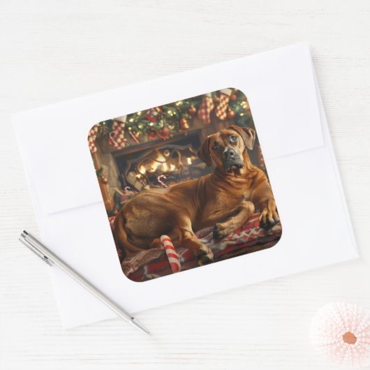 ローデシアン・リッジバックドッグクリスマスフェスティバル スクエアシール (封筒)