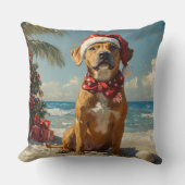ローデシアン・リッジバックドッグクリスマスヴィンテージビーチ クッション (正面)