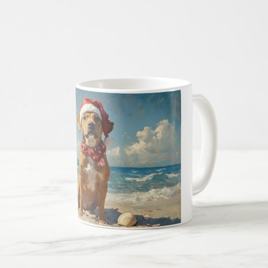 ローデシアン・リッジバックドッグクリスマスヴィンテージビーチ コーヒーマグカップ (正面右)
