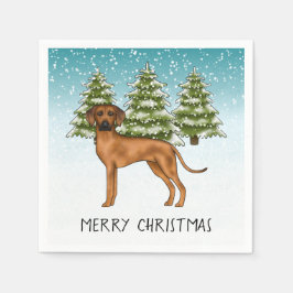 ローデシアン・リッジバック＋スノーウィーウィンターフォレストのテキスト スタンダードカクテルナプキン