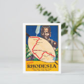 ローデシア伝統的、シールド上の地図を持つ戦士 ポストカード (スタンド正面)