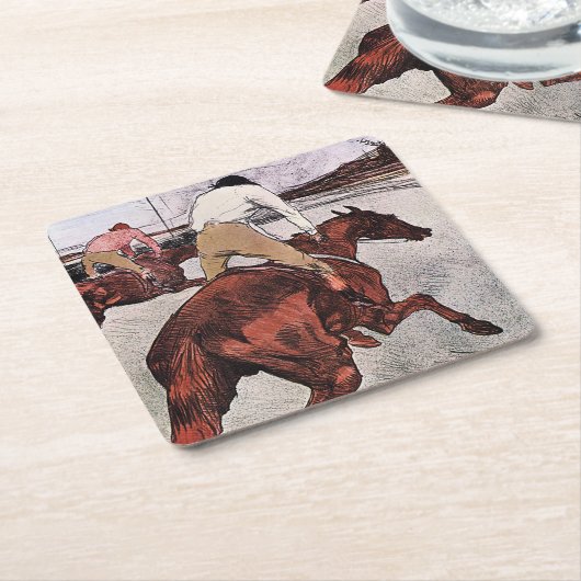 ロートレック、騎手と競走馬 スクエアペーパーコースター (アングル)