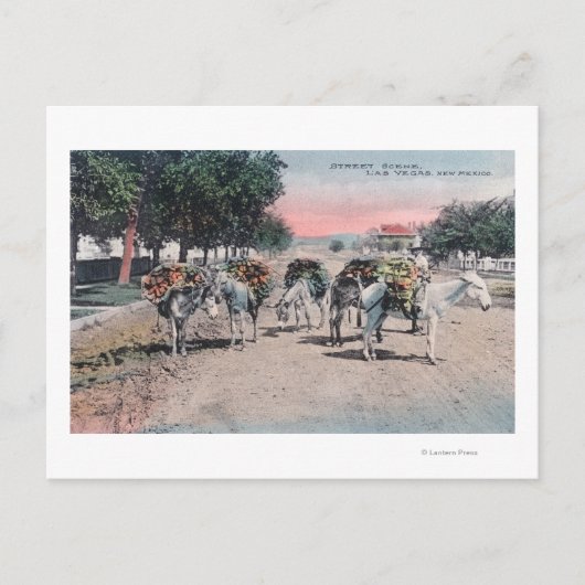 ロードされたロバは通りラスベガス、NM ポストカード (正面)