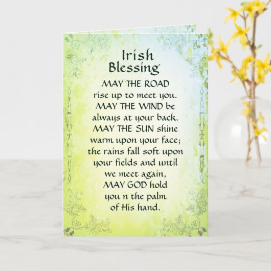 ロードはあなたに会うために立ち上がりますように アイルランドの祝福 カード (黄色い花)
