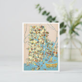 ロードアイランドとプロビデンスのプランテーションのおもしろい地図 ポストカード (スタンド正面)