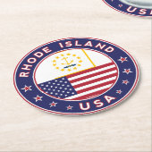 ロードアイランドのステッカー、電話ケース、トートバッグ ラウンドペーパーコースター (アングル)