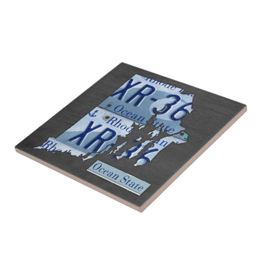 ロードアイランドのナンバープレートの地図のセラミックタイル タイル (側面)