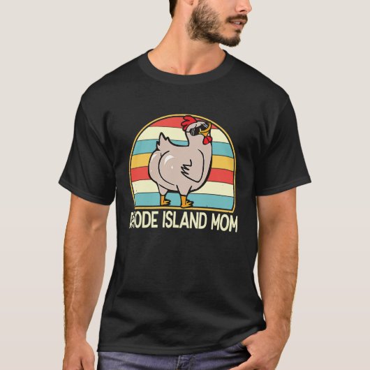 ロードアイランドのママ かわいいニワトリ ママ 農家 女性用 Tシャツ (正面)