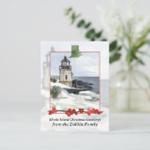 ロードアイランドのメリークリスマスパーソナライズされた シーズンポストカード (スタンド正面)