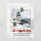 ロードアイランドのメリークリスマスパーソナライズされた シーズンポストカード (正面/裏面)