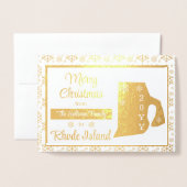 ロードアイランドのメリークリスマス州写真 箔カード (封筒付き正面)