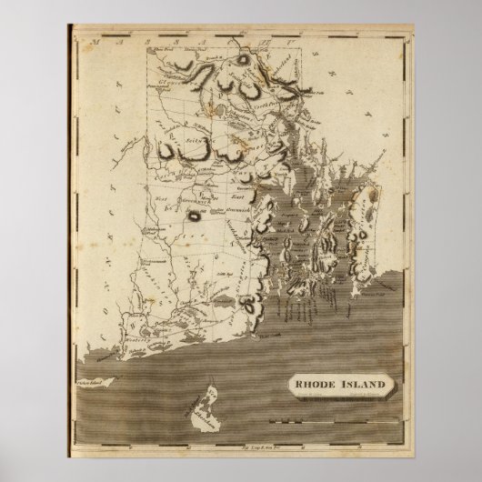 ロードアイランドの地図バイアロースミス ポスター (正面)