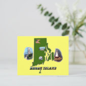 ロードアイランドの地図、写真と文字 ポストカード (スタンド正面)