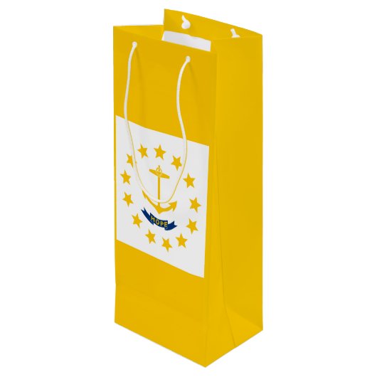 ロードアイランドの州の旗のデザイン ワインギフトバッグ (裏面アングル)