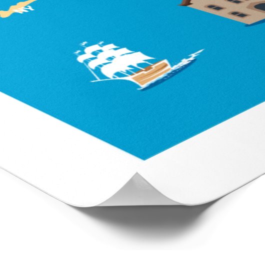 ロードアイランドの漫画の地図 ポスター (角)