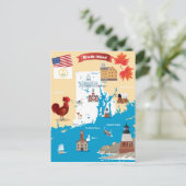 ロードアイランドの漫画の地図 ポストカード (スタンド正面)