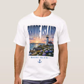 ロードアイランドの灯台 海岸のオアシス Tシャツ (正面)