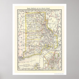 ロードアイランドの鉄道地図1875年 ポスター