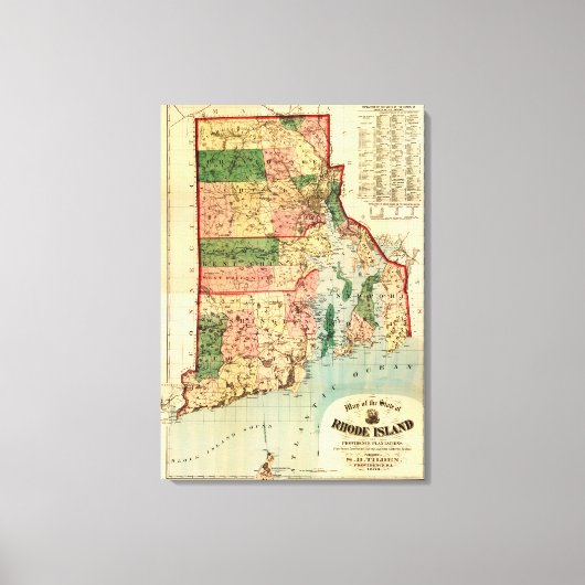 ロードアイランドパノラミックスロードアイランド キャンバスプリント (正面)