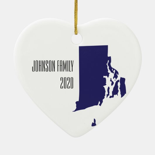 ロードアイランドパーソナライズされたクリスマス装飾 セラミックオーナメント (裏面)