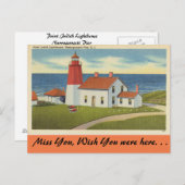 ロードアイランドポイントジュディスライトハウス ポストカード (正面/裏面)